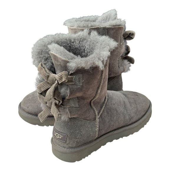 UGG Australia Bailey Womens 6 Gray Short Corduroy Bow Back Winter Boots 1094312 - Picture 1 of 12